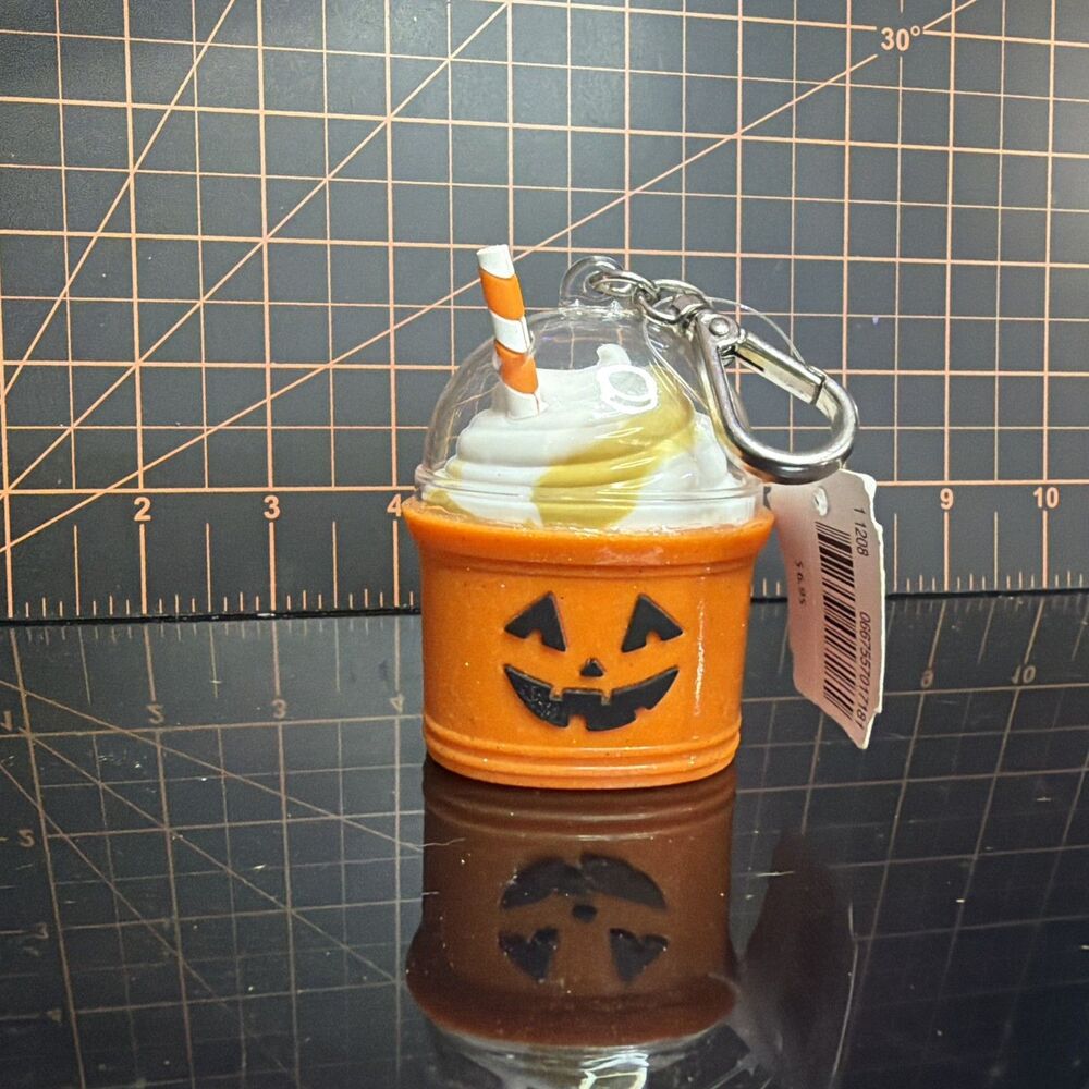 Bath & Body Works Halloween Pumpkin Drink PocketBac Holder Keychain New w Tag